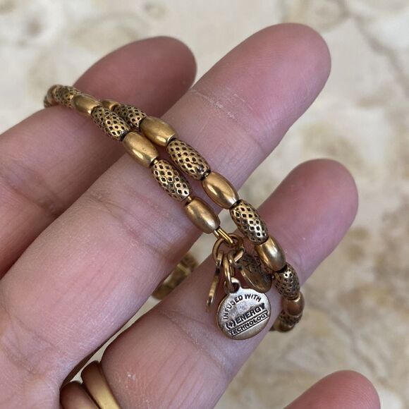 Alex and Ani Gypsy 66 Heart Wrap Antiqued Gold Finish Bracelet - Picture 9 of 11